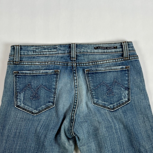 Vigoss Womens Jeans 7 Blue Bootcut Stretch Light Wash Whiskers Faded - Picture 6 of 11
